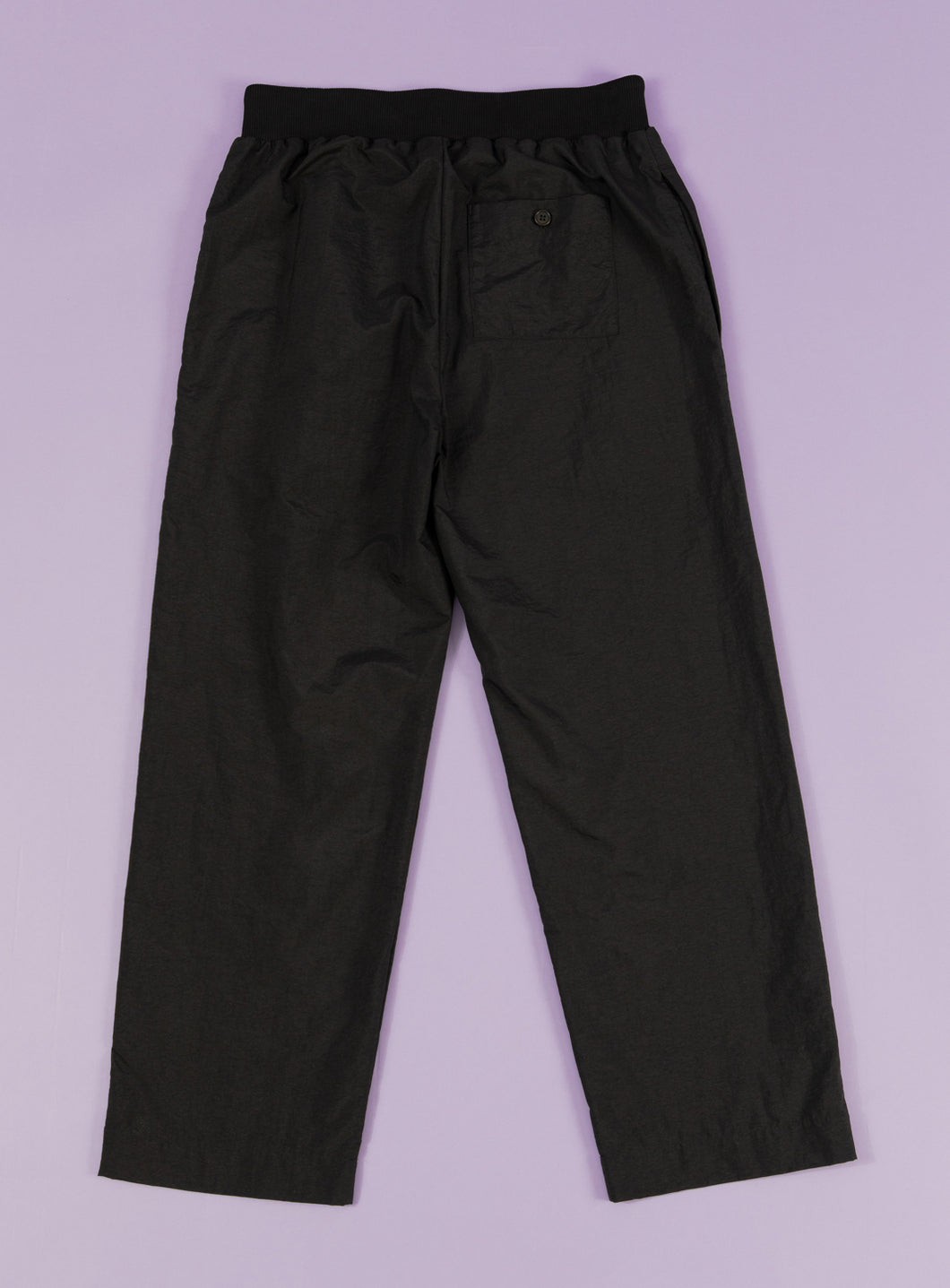 Ribbed Waist Baggy Pants in Navy Blue Tactel