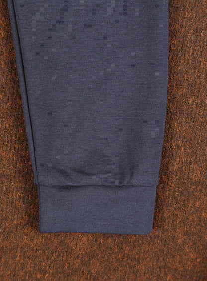 Long Sleeve Zipped Poloshirt in Navy Blue Technical Knit