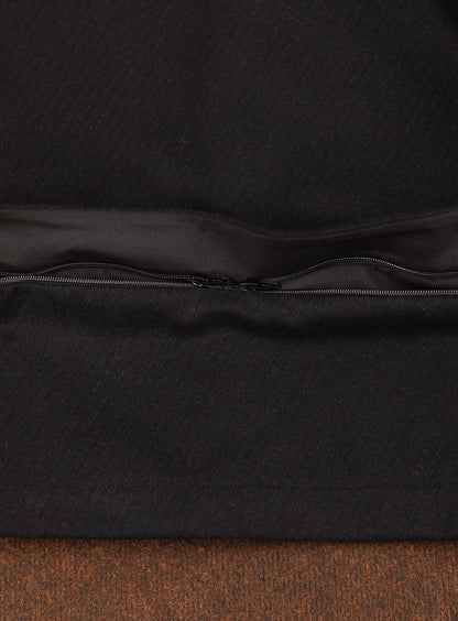 Jacket with Zipped Flap Pockets in Navy Blue Wool & Cashmere