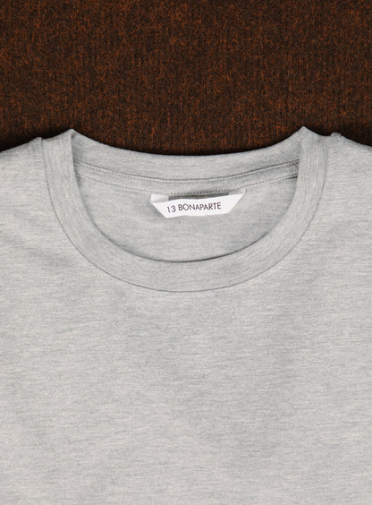 Short Sleeve T-Shirt in Heather Grey Cotton & Elastane