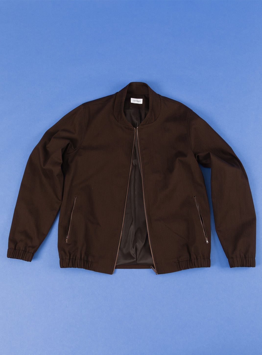 Murano Collar Bomber Jacket in Chocolate Weaved Denim