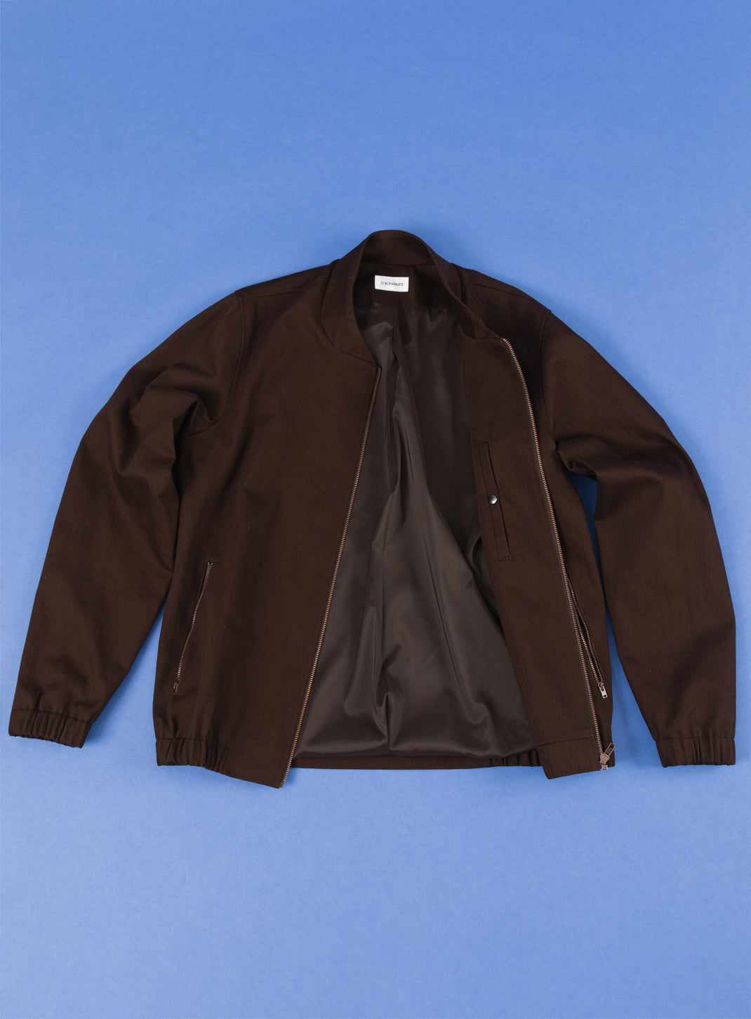 Murano Collar Bomber Jacket in Chocolate Weaved Denim