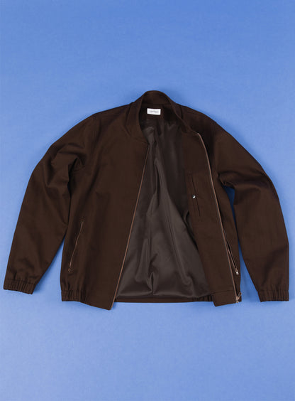 Murano Collar Bomber Jacket in Chocolate Weaved Denim