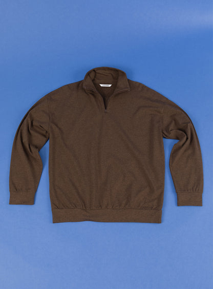 Trucker Sweatshirt in Heather Chocolate Cotton & Elastane