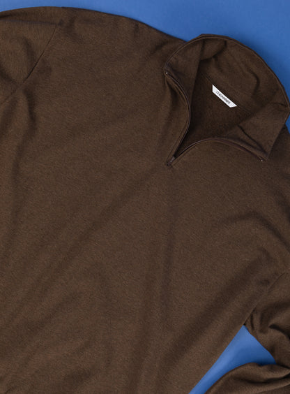 Trucker Sweatshirt in Heather Chocolate Cotton & Elastane