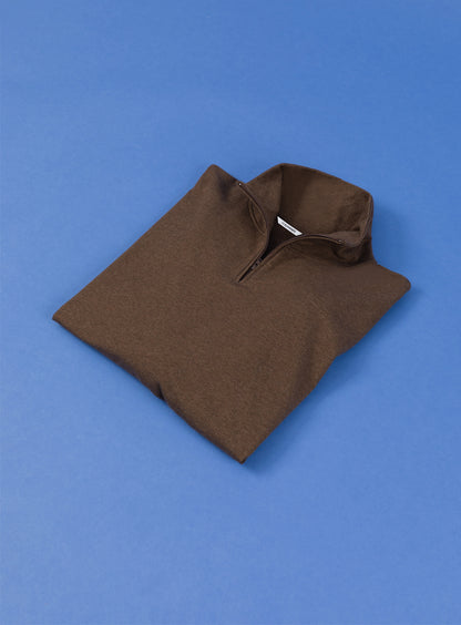 Trucker Sweatshirt in Heather Chocolate Cotton & Elastane