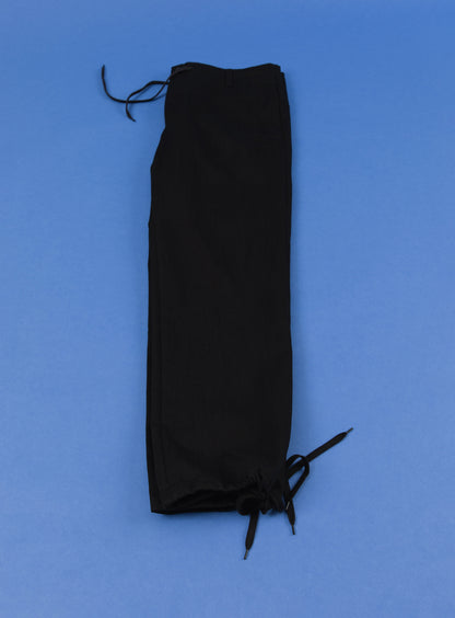 Combat Pants with Laces in Black Weaved Denim