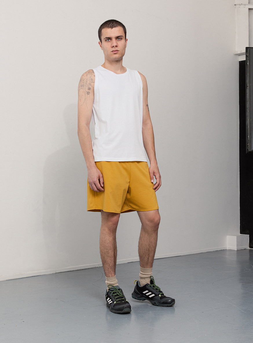 Sport Shorts in Mustard Yellow Technical Knit