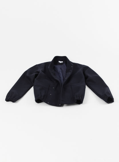Kimono Bomber Jacket in Navy Blue Italian Wool