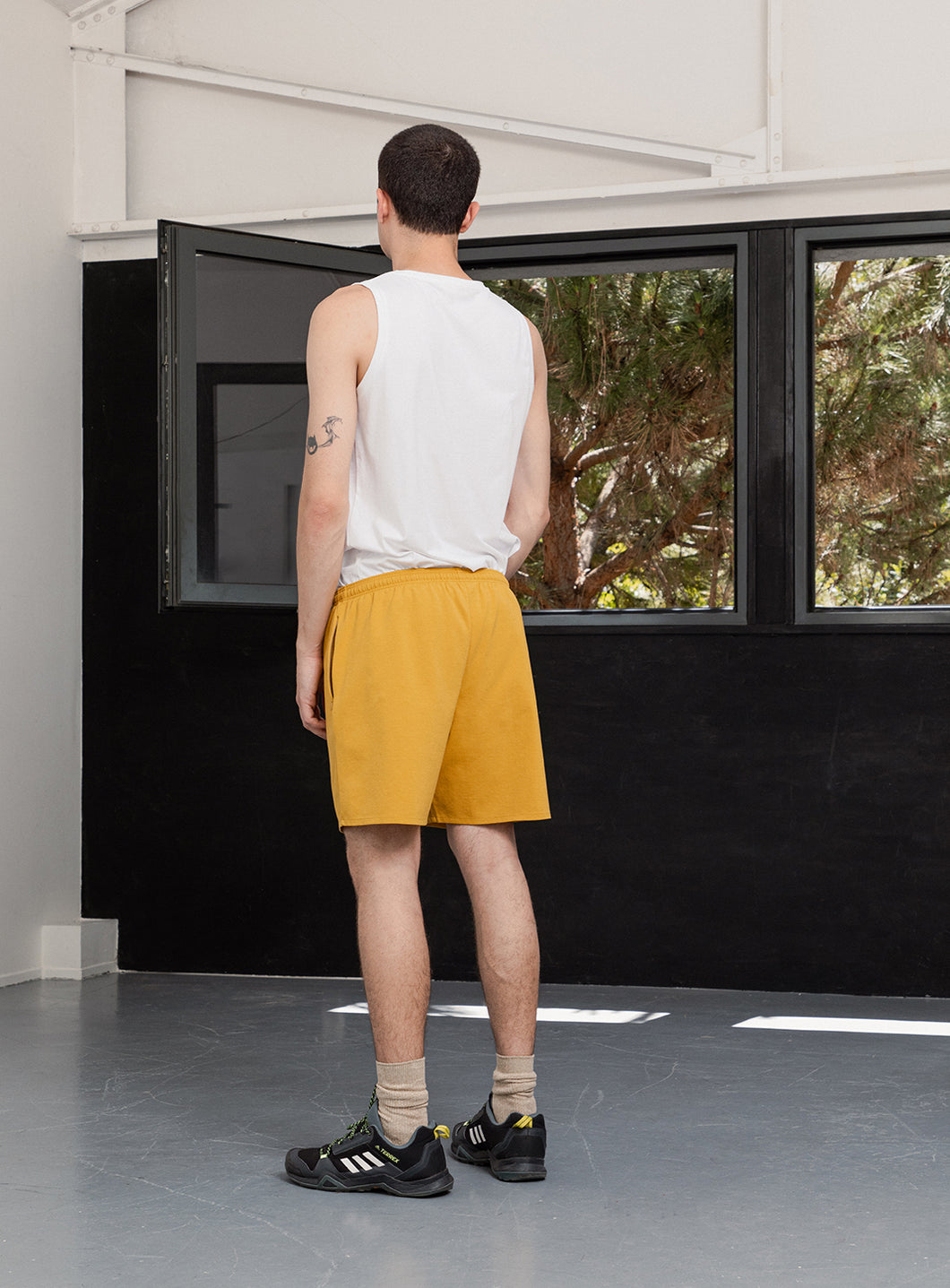 Sport Shorts in Mustard Yellow Technical Knit