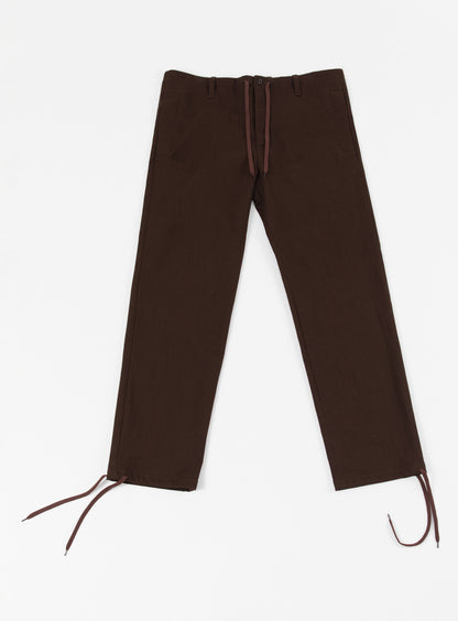 Combat Pants with Laces in Chocolate Weaved Denim