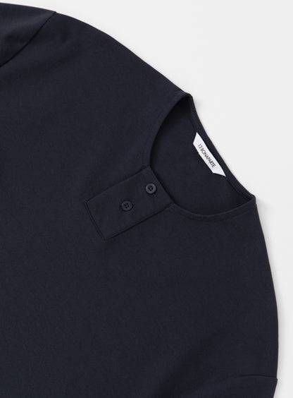 2 Buttons T-Shirt in Navy Blue Technical Knit