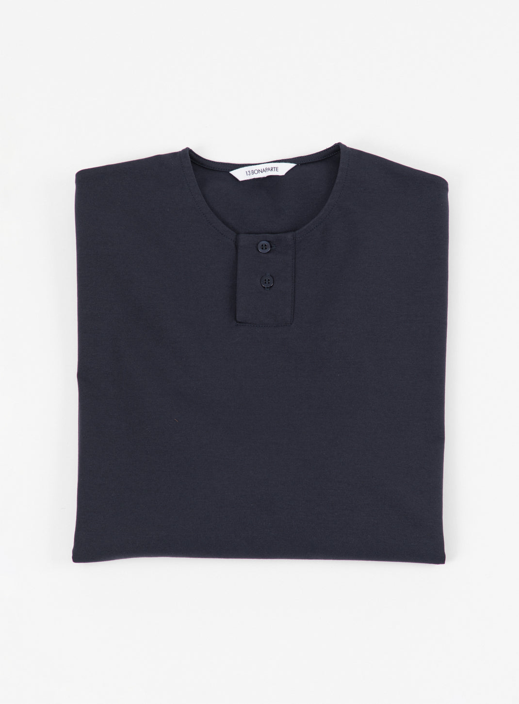 2 Buttons T-Shirt in Navy Blue Technical Knit