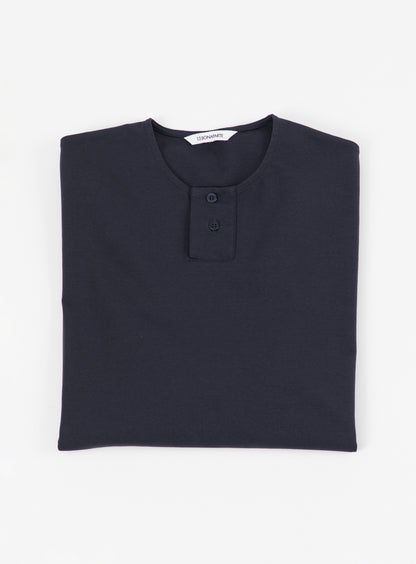 2 Buttons T-Shirt in Navy Blue Technical Knit