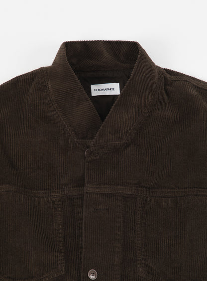 False Collar Jacket in Moss Green Corduroy