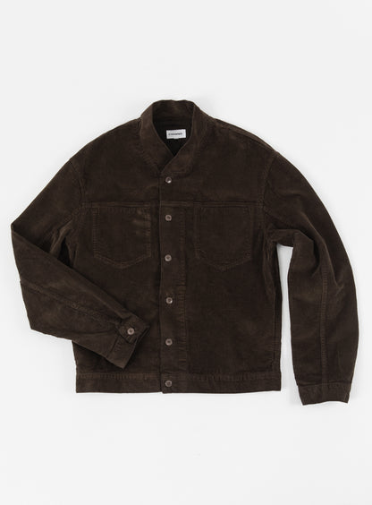 False Collar Jacket in Moss Green Corduroy