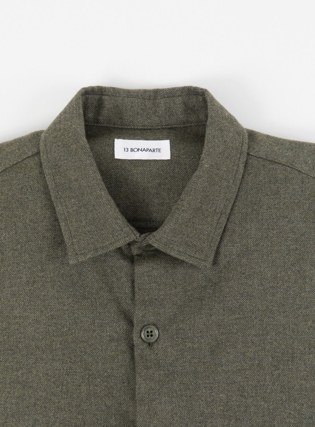 Overshirt with Slit Pocket in Olive Cotton Flannel