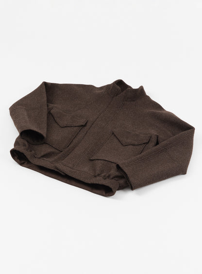 Bomber Jacket with Origami Collar in Chocolate 100% Italian Wool