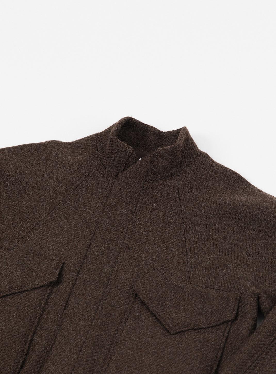 Bomber Jacket with Origami Collar in Chocolate 100% Italian Wool