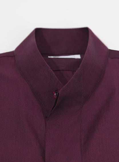 Origami Collar Shirt in Plum End-on-End
