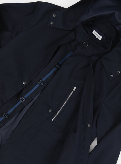 Multi Pockets Flapped Parka in Navy Blue Teflon