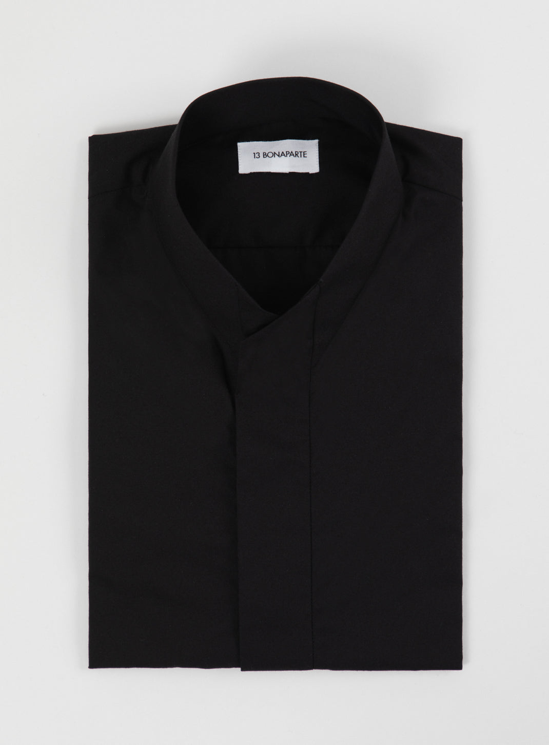 Origami Collar Shirt in Black Poplin