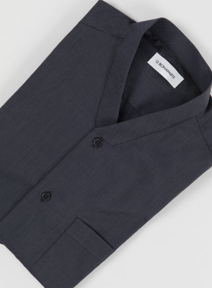 False Collar Shirt in Slate End-on-End
