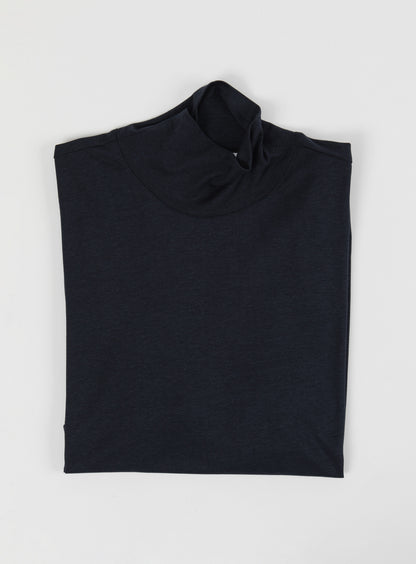 Sous-Pull à Col Cheminée en Eucalyptus & Coton Bleu Marine