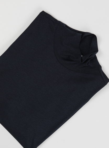 Sous-Pull à Col Cheminée en Eucalyptus & Coton Bleu Marine