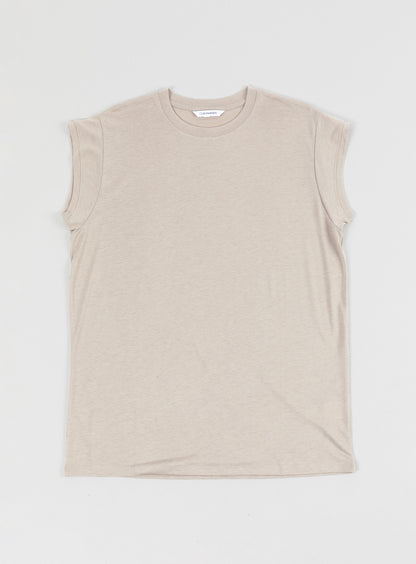 Sleeveless T-Shirt in Sand Eucalyptus & Cotton