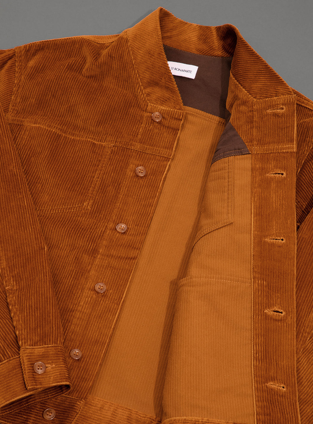 False Collar Jacket in Tobacco Corduroy