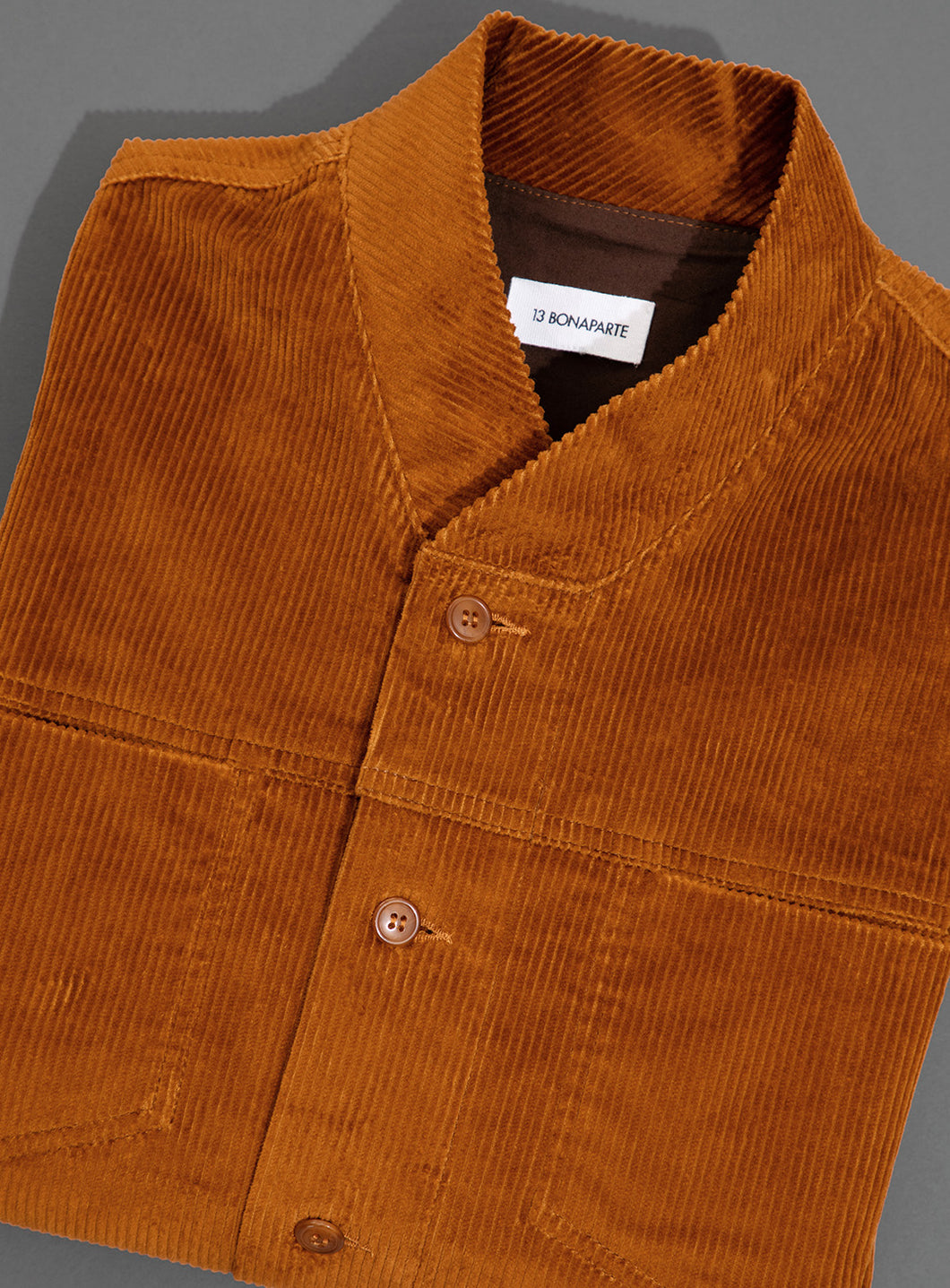 False Collar Jacket in Tobacco Corduroy