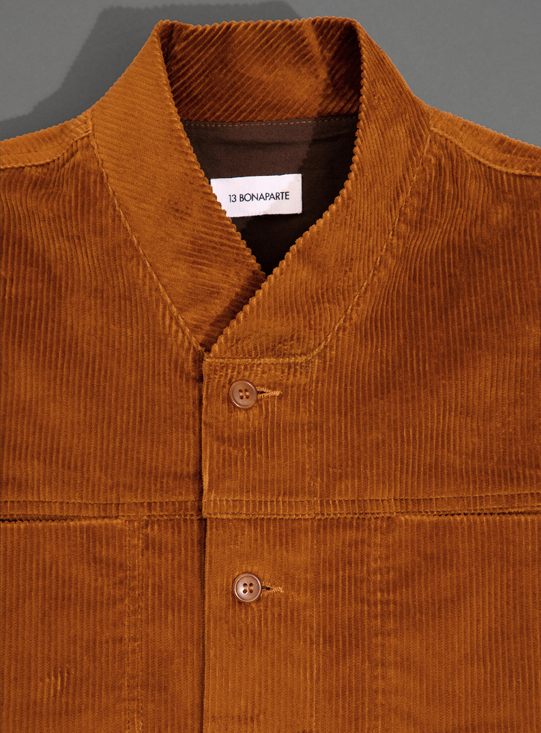 False Collar Jacket in Tobacco Corduroy