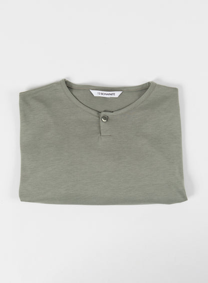 1 Button T-Shirt in Clay Eucalyptus & Cotton