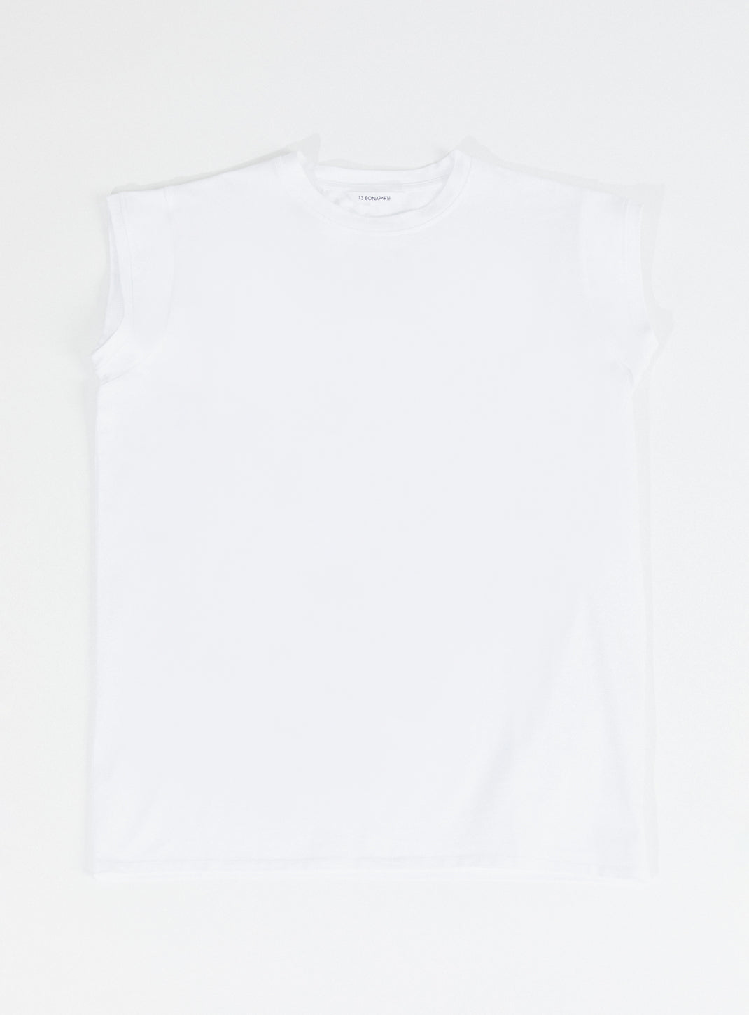 Sleeveless T-Shirt in White Cotton & Elastane
