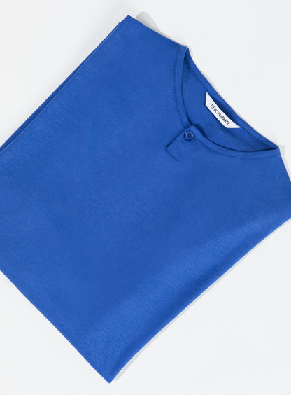 1 Button T-Shirt in Royal Blue Eucalyptus & Cotton