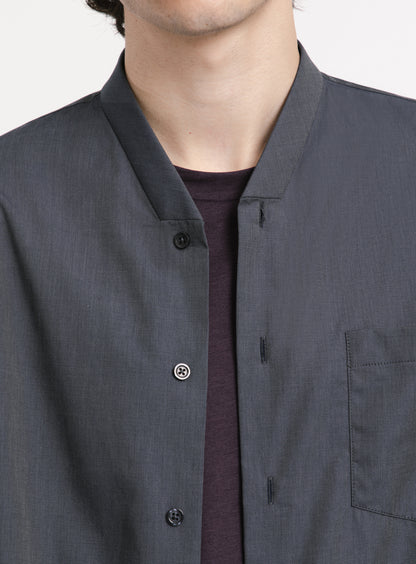 False Collar Shirt in Slate End-on-End