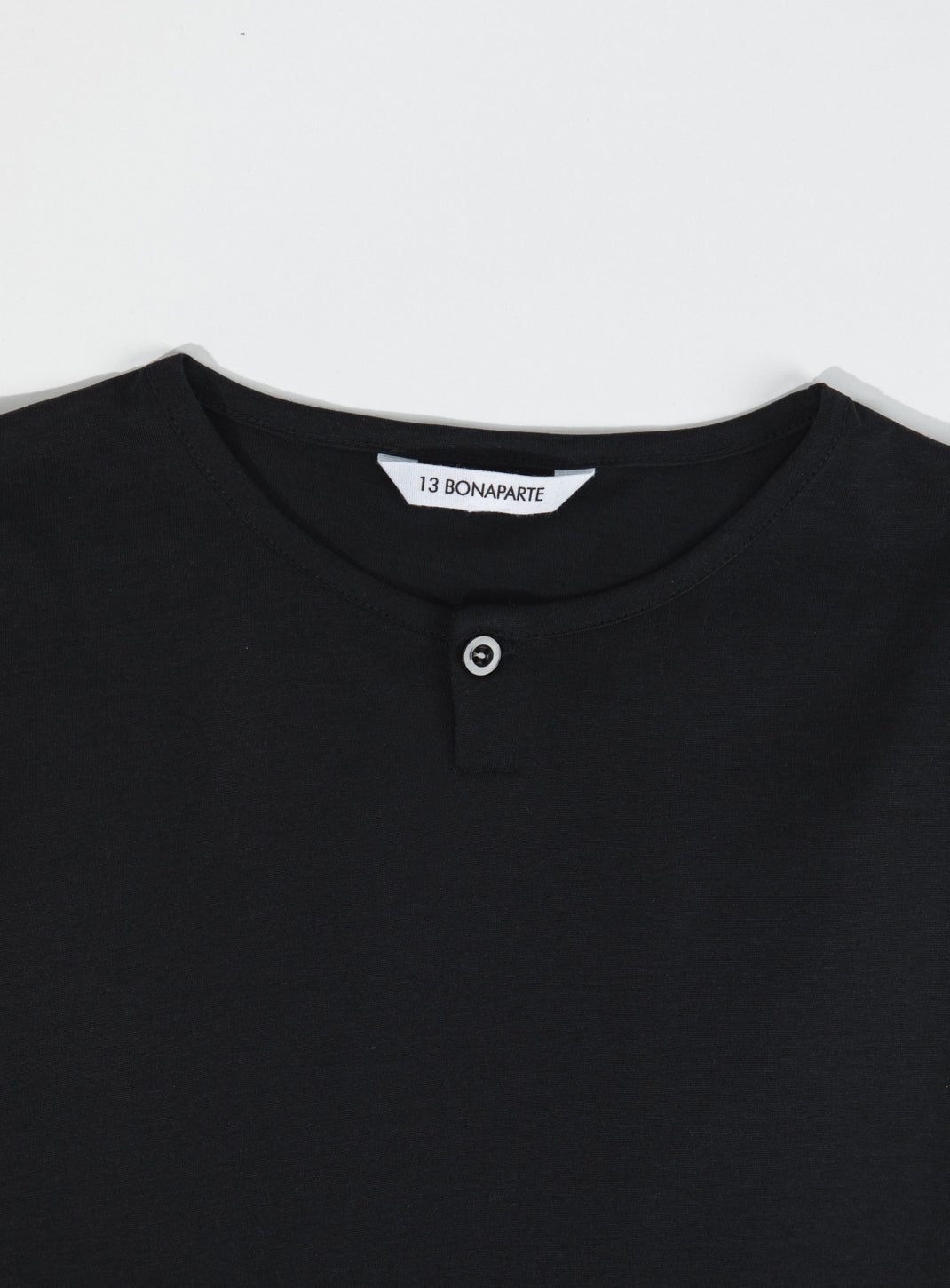 1 Button T-Shirt in Black Eucalyptus & Cotton