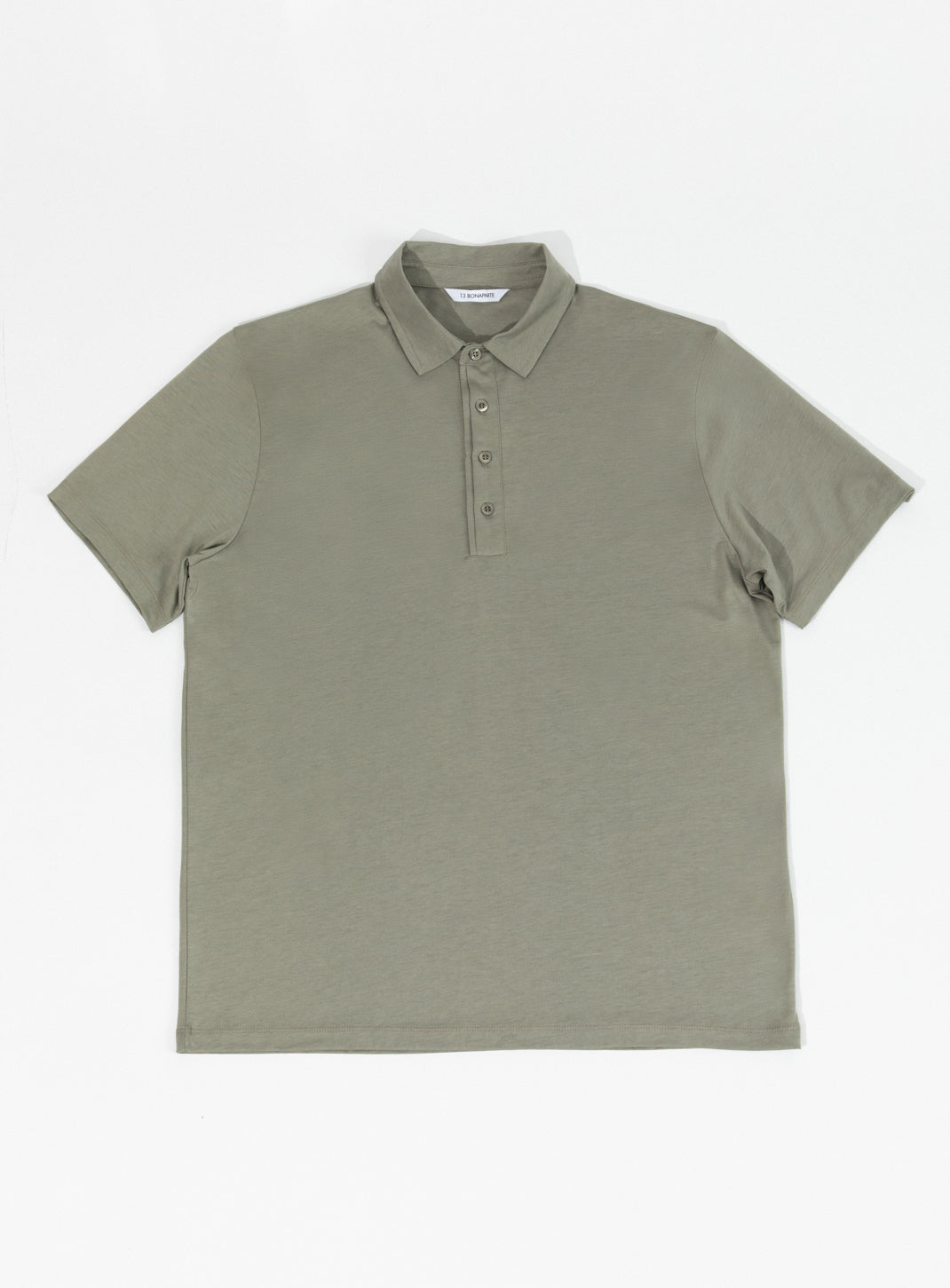 Pleated Tab Short Sleeve Poloshirt in Clay Eucalyptus & Cotton