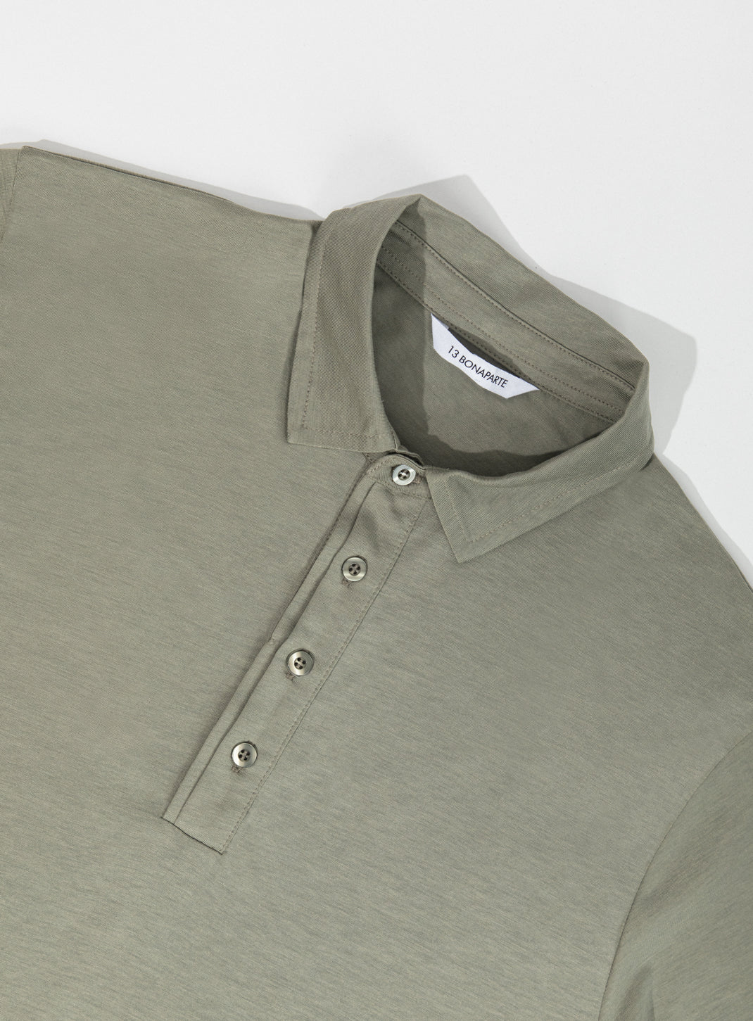 Pleated Tab Short Sleeve Poloshirt in Clay Eucalyptus & Cotton
