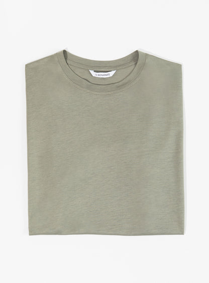 T-Shirt à Manches Courtes en Eucalyptus & Coton Argile