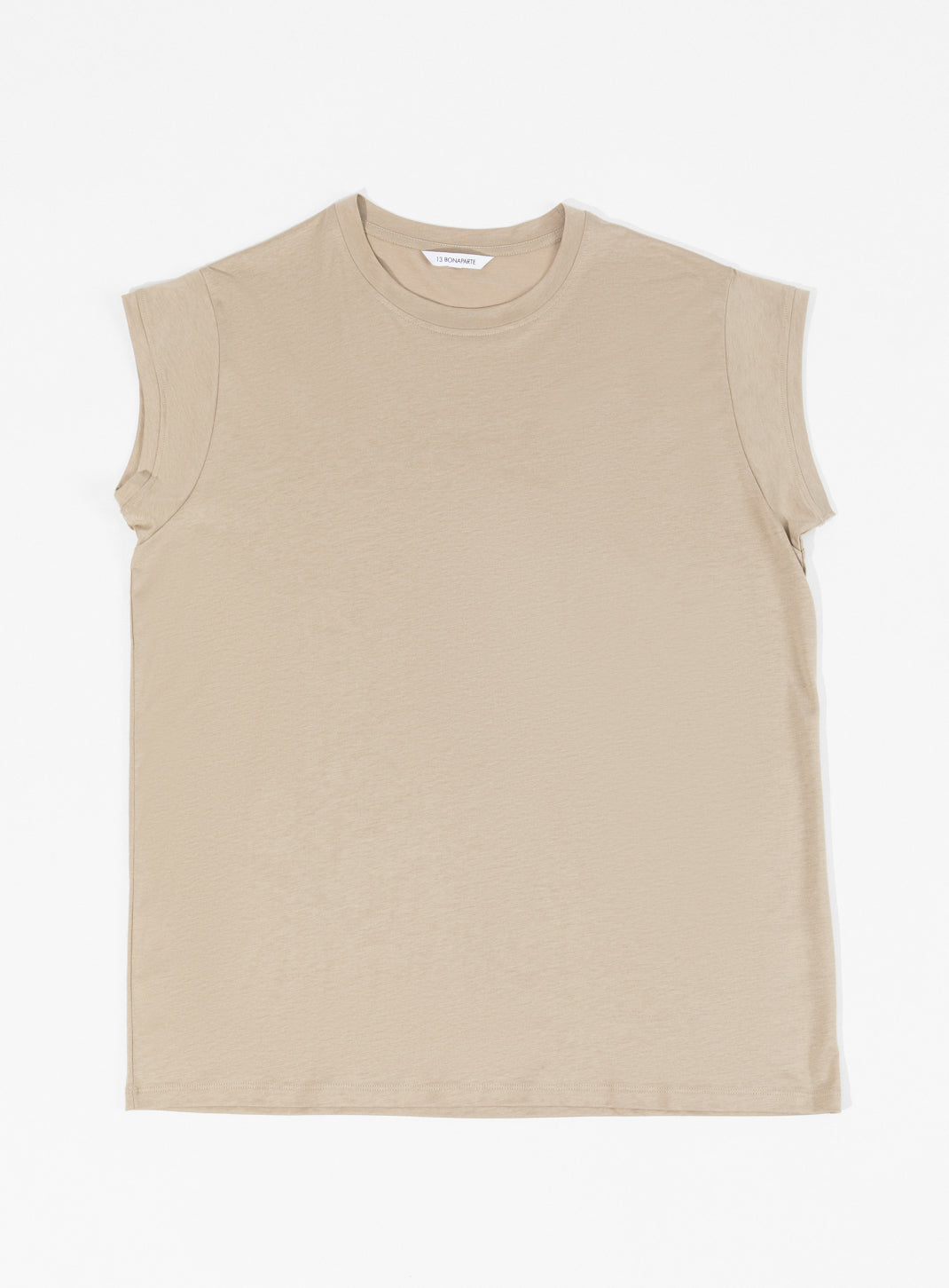 Sleeveless T-Shirt in Sand Eucalyptus & Cotton