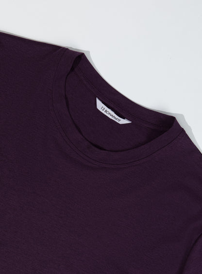 T-shirt à manches courtes en aubergine, eucalyptus et coton