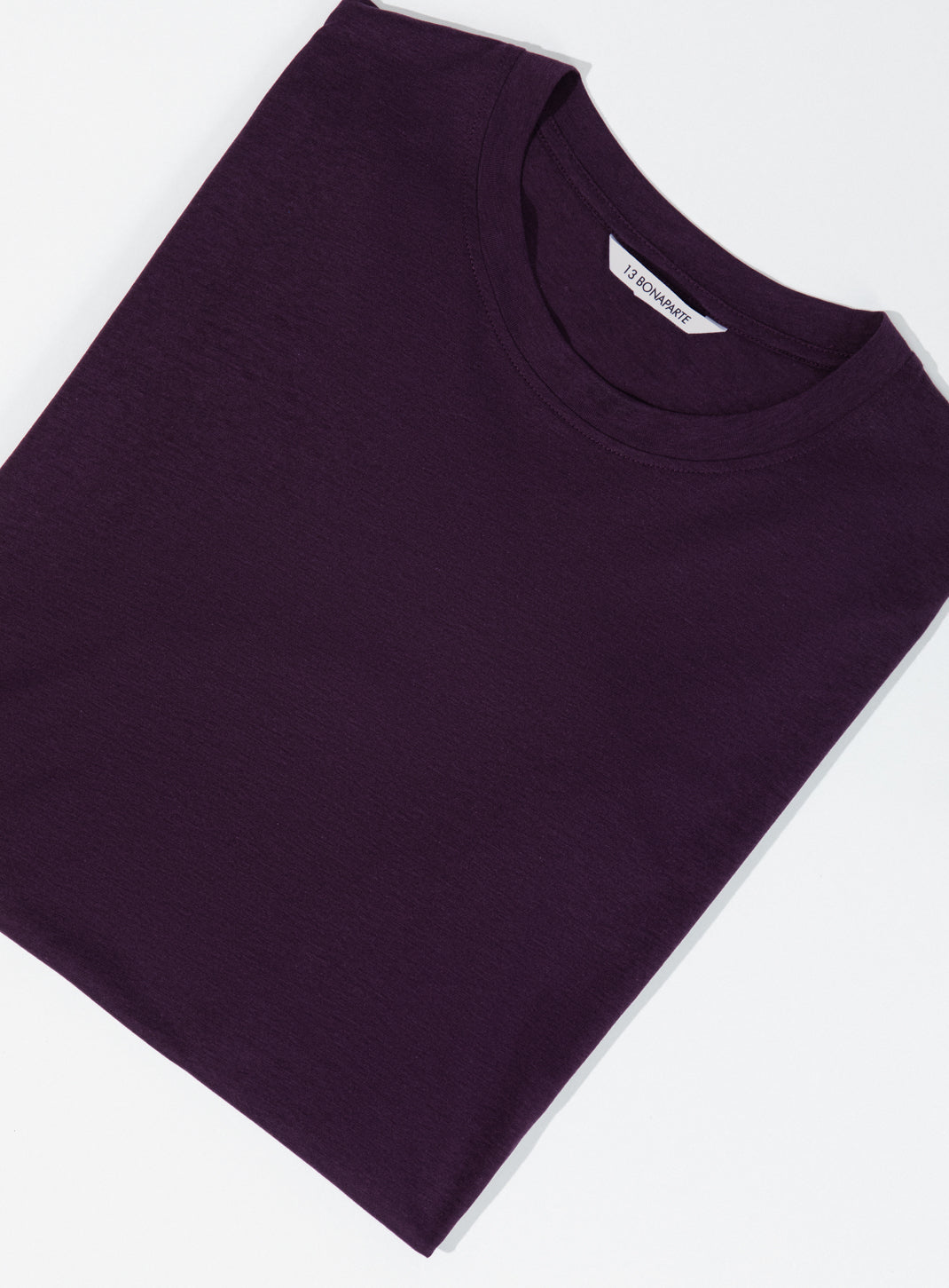 T-shirt à manches courtes en aubergine, eucalyptus et coton
