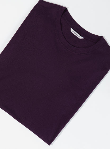 T-shirt à manches courtes en aubergine, eucalyptus et coton