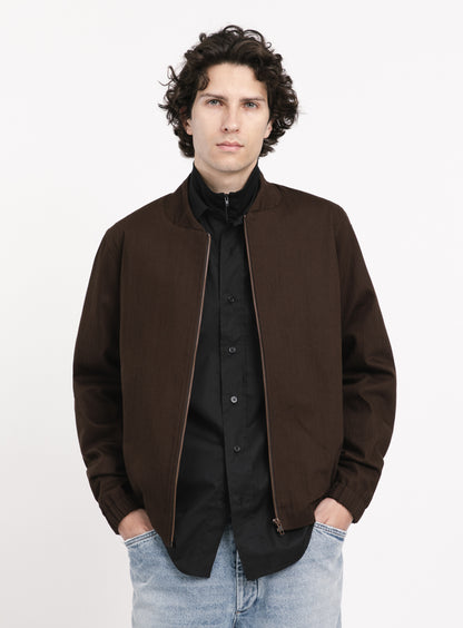 Murano Collar Bomber Jacket in Chocolate Weaved Denim