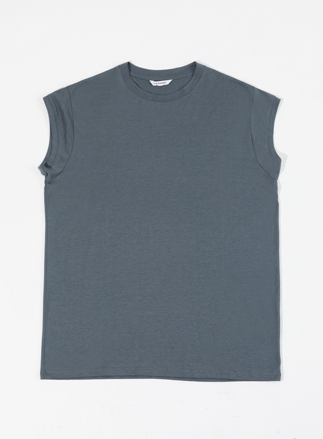 Sleeveless T-Shirt in Petrol Blue Eucalyptus & Cotton