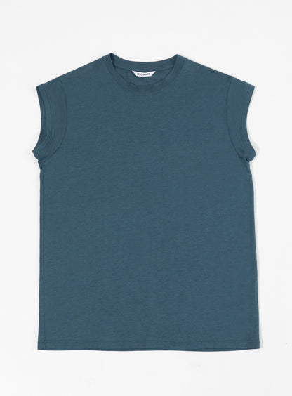 T-Shirt Sans Manches en Eucalyptus & Coton Bleu Pétrole