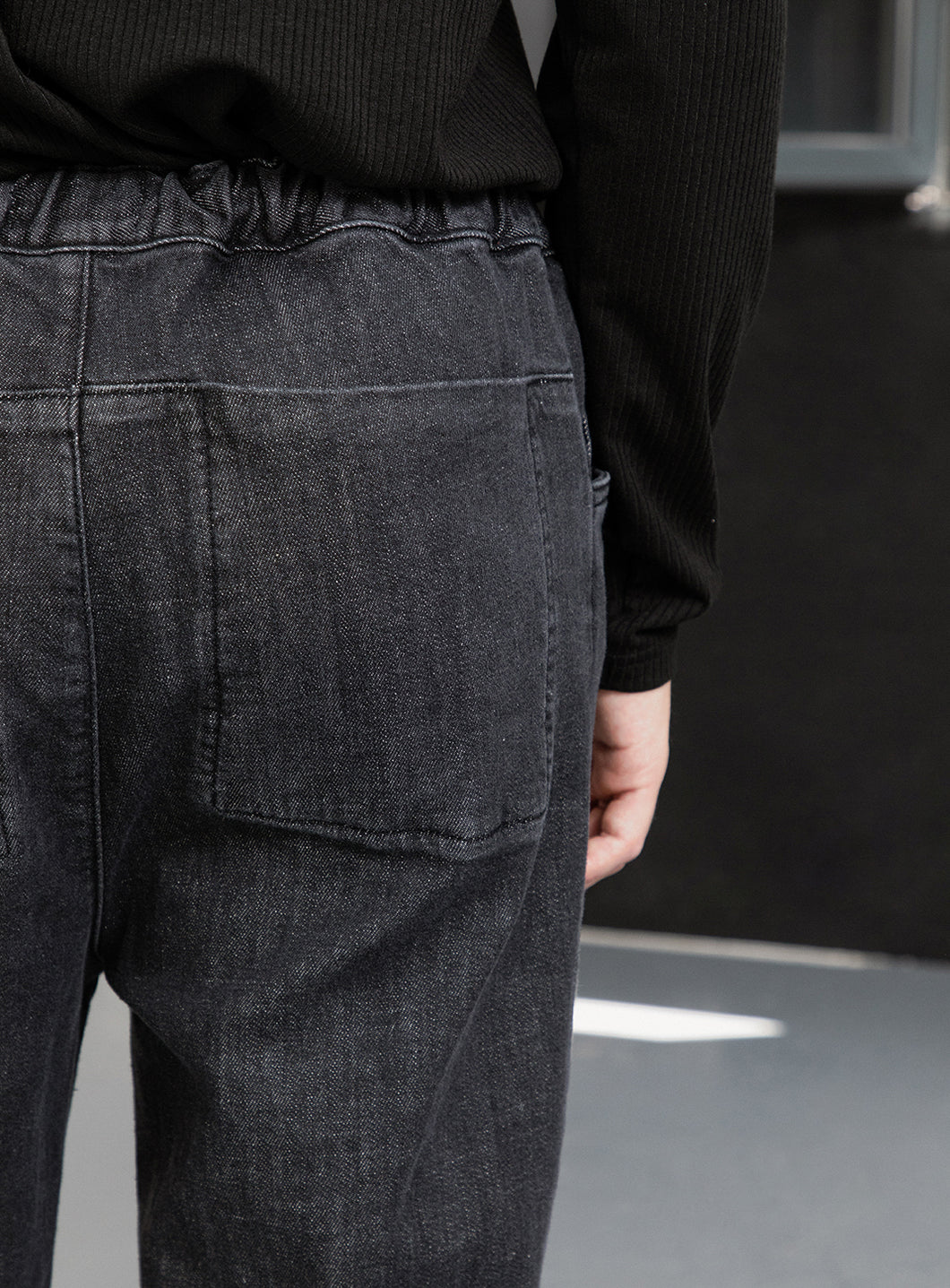 Elastic 5 Pockets Pants in Grey Denim