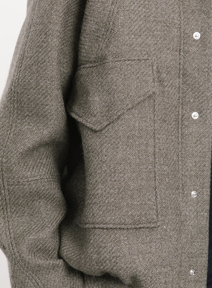 Bomber Jacket with Origami Collar in Clay 100% Italian Wool